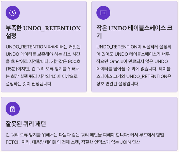 ORA-01555 해결법의 주요 원인 분석 정리 이미지