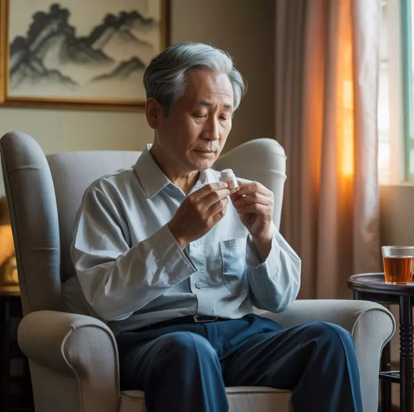 파킨슨병 치료약을 먹고 있는 이미지