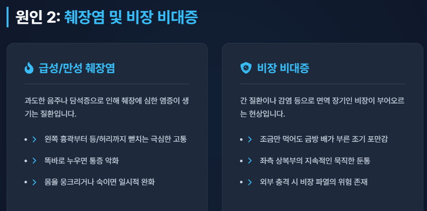 왼쪽 갈비뼈 아래 통증