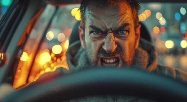 보복 운전으로 비접촉 교통사고를 유발하는 모습 1