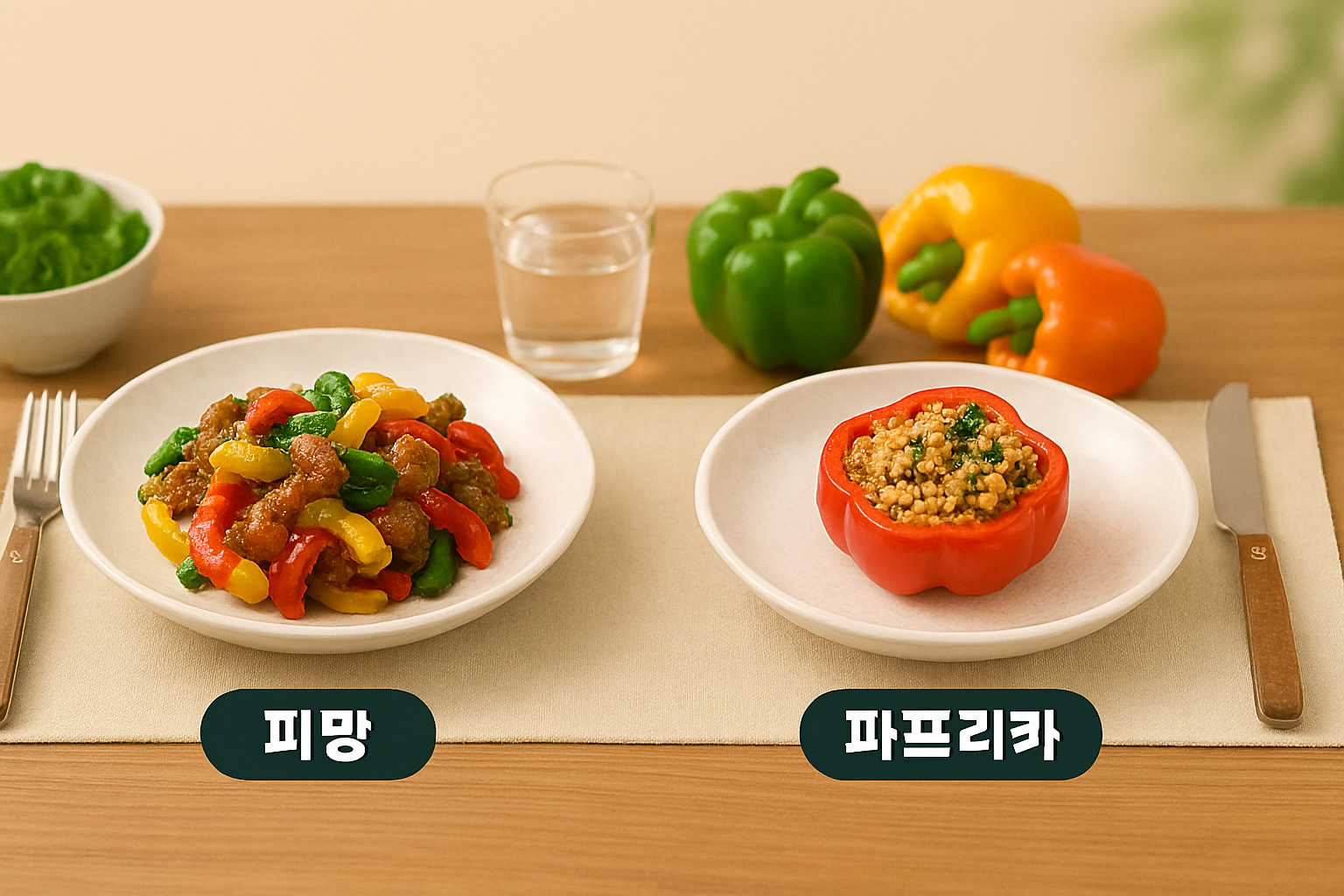 피망과 파프리카로 만든 음식 이미지