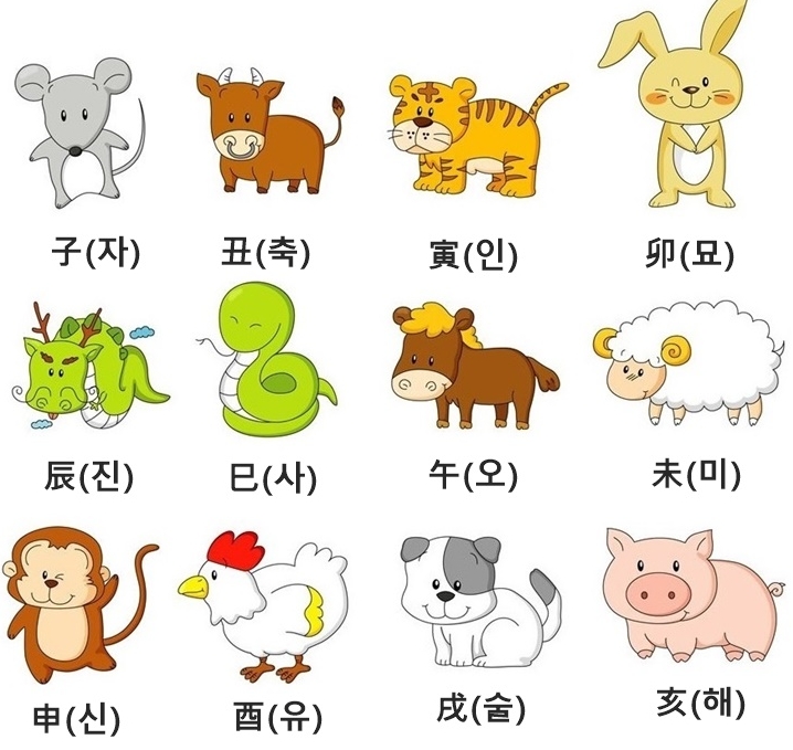 12간지 동물 순서를 보여주는 원형 그림