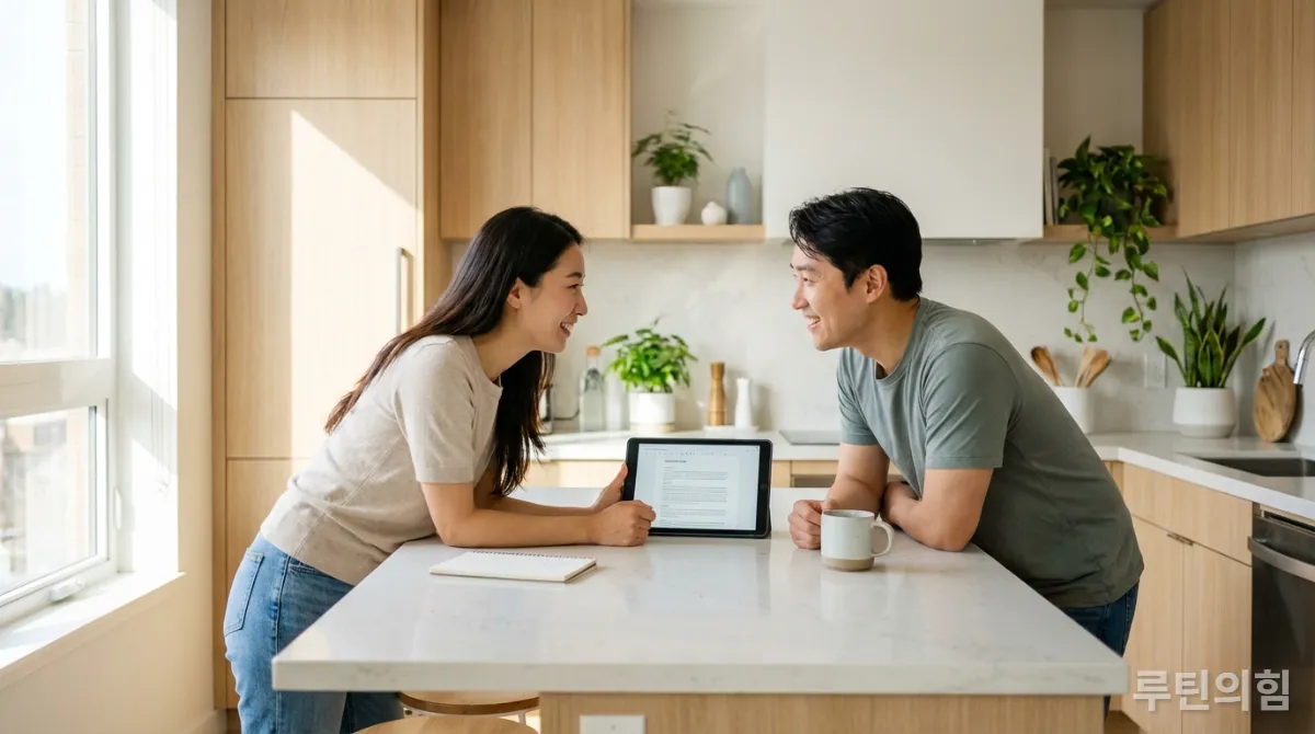 주택 담보 대출 서류를 확인하며 미래를 계획하는 신혼부부