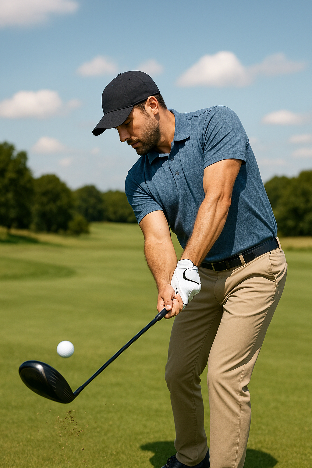 남자 골퍼 우드 탑볼나는 모습