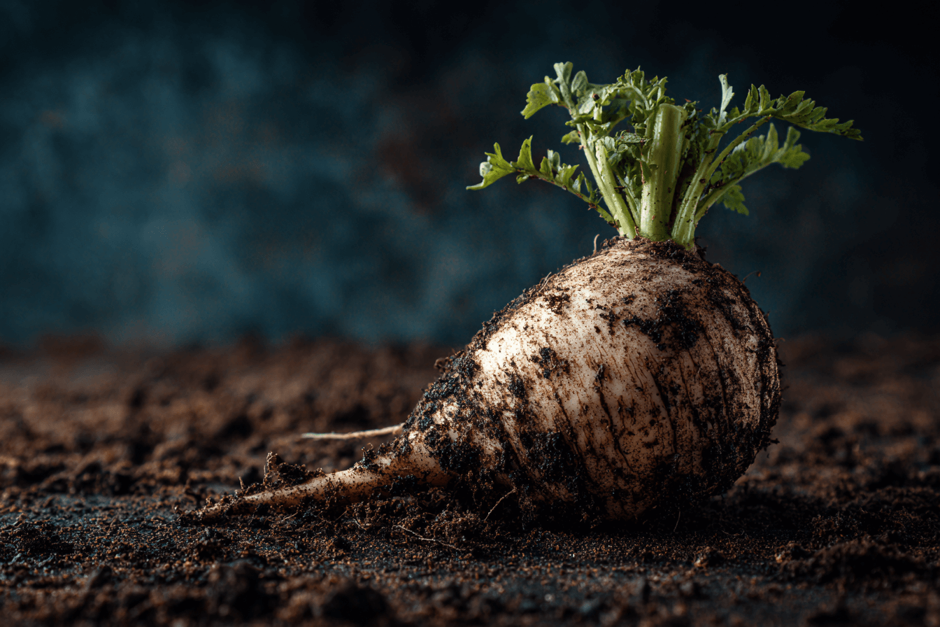 흙-위에-놓여진-무-이미지