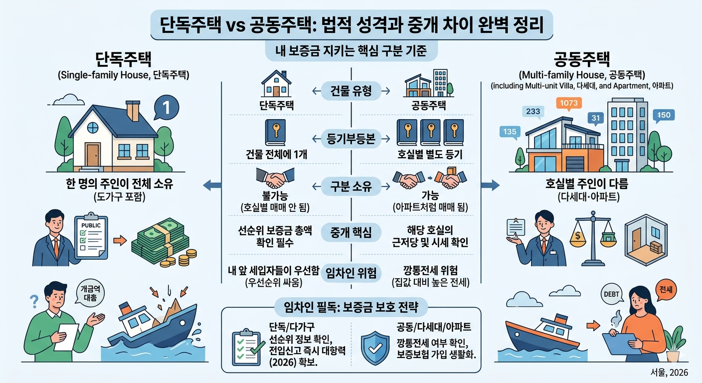 단독주택 vs 공동주택, 빌라인 줄 알았는데 다가구?, 내 보증금 순위가 꼴찌?