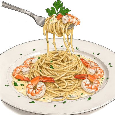 새우마늘 크림 스파게티