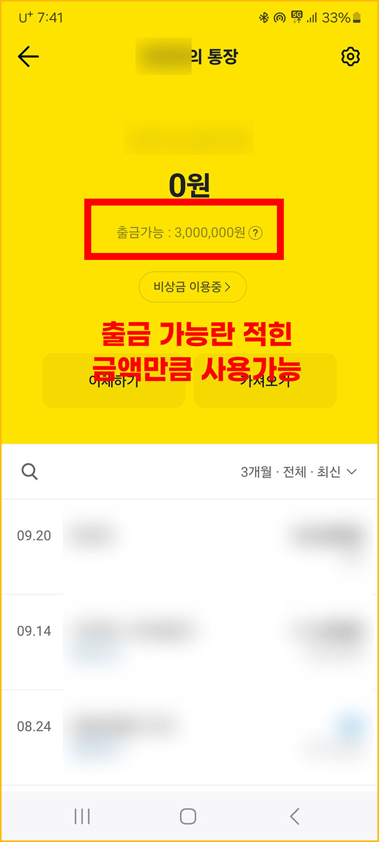 카카오뱅크 비상금대출 연장 방법