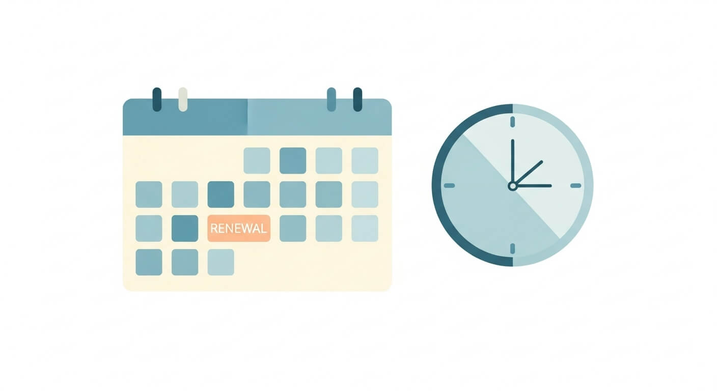 달력과 시계가 함께 배치된 장면 3