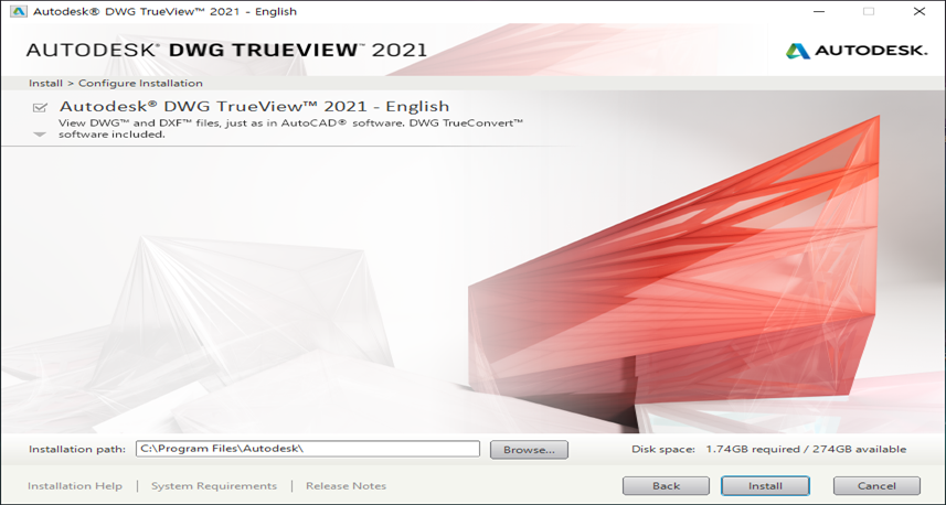 DWGTrueView - 설치경로 지정하기