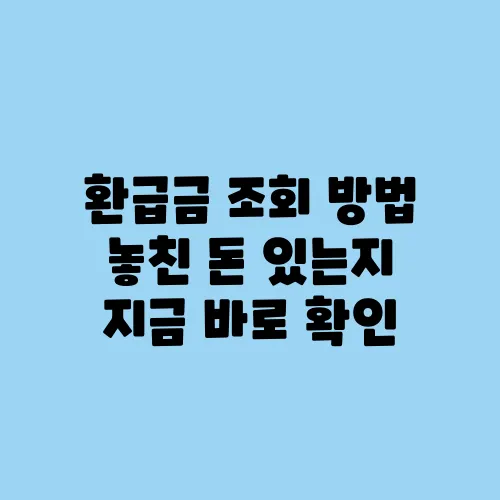 환급금 조회 방법 놓친 돈 있는지 지금 바로 확인