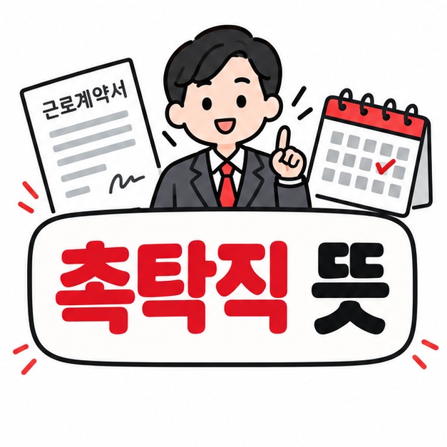 근로계약서와 회사원 아이콘 옆에 촉탁직 뜻 문구를 크게 보여주는 대표 카드