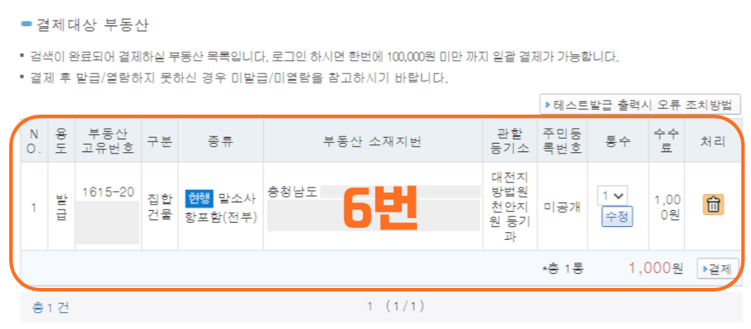 등기사항전부증명서 발급