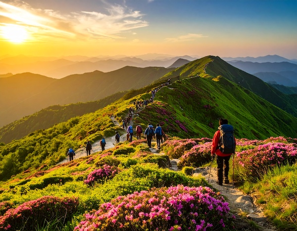 황매산철쭉축제 일출과 철쭉 풍경