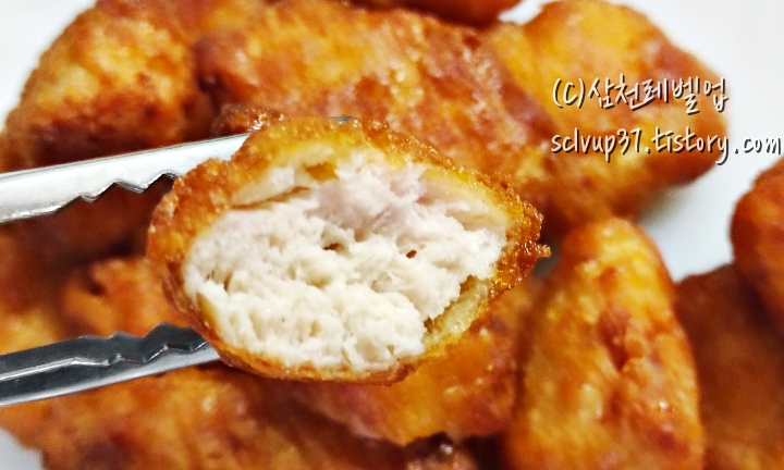 조리 후 치킨 단면