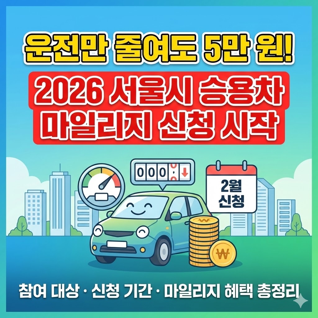 2026년 서울시 승용차 마일리지 신청 일정 및 주행거리 감축에 따른 보상 혜택 요약
