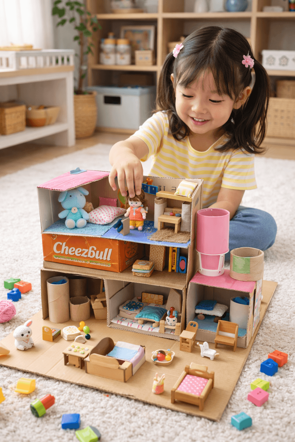 오픈 재료로 놀이하는 아이 모습