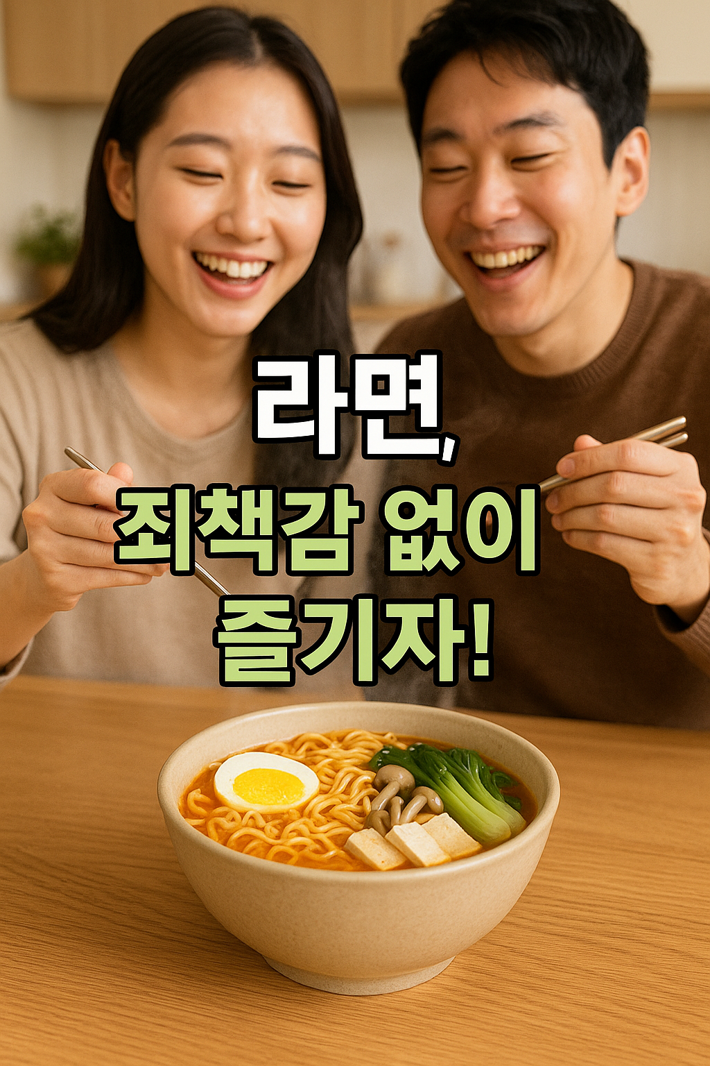 맛있고 건강한 라면을 함께 즐기는 행복한 순간