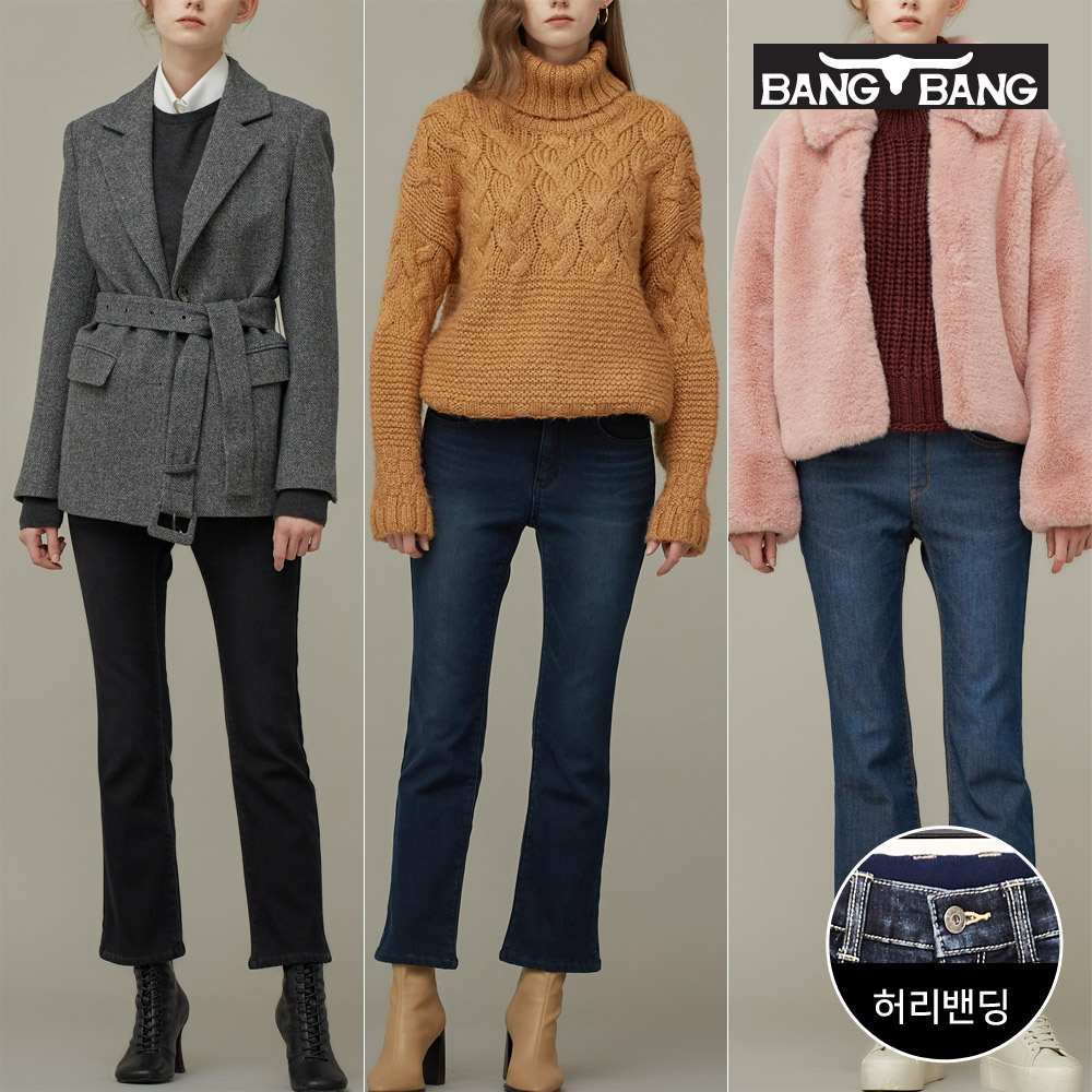 뱅뱅 여성 벨로아 본딩 스판 세미 부츠컷 데님