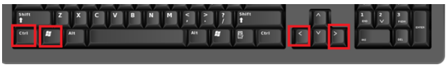 윈도우키 + Ctrl + 방향키 <, >
