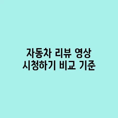 자동차 리뷰 영상 시청하기 비교 기준