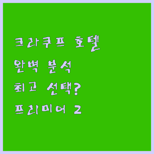크라쿠프 프리미어 호텔 2 완벽 분석