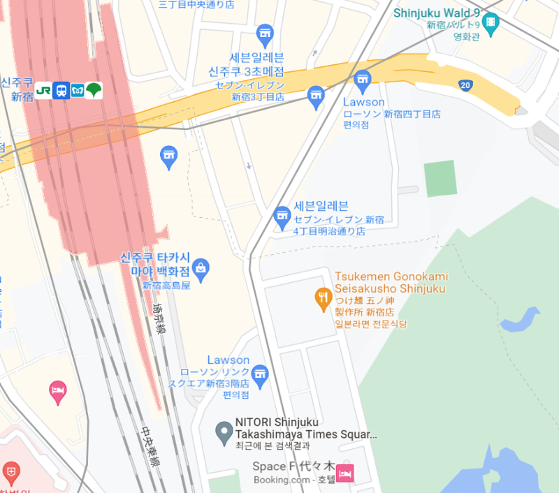 신주쿠 타카시미야 방향