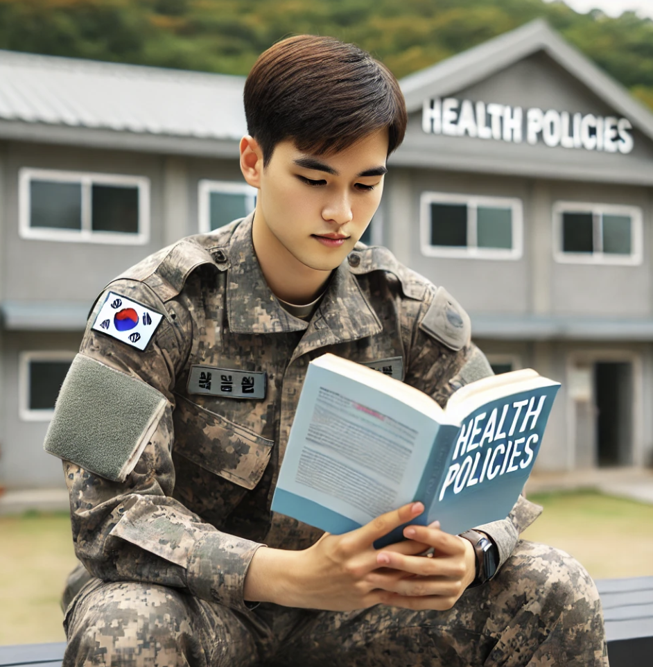 군대에서 건강정보에 대해 공부하는 모습