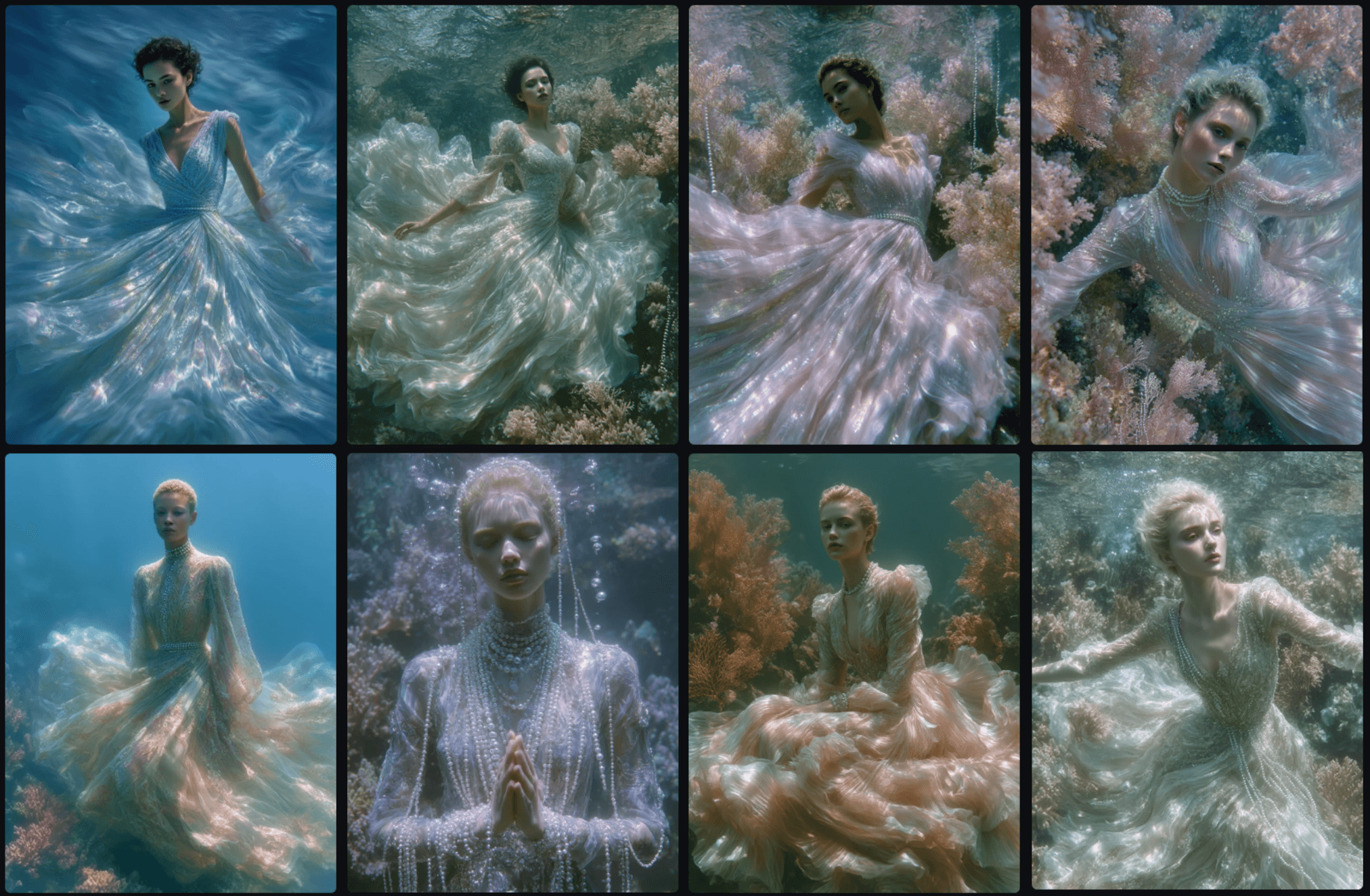 Surreal 스타일 수중 패션 아트워크 이미지 예시_Midjourney