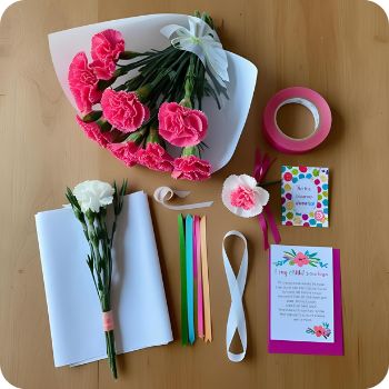 카네이션 꽃다발 만들기 아이와 함께 만들어