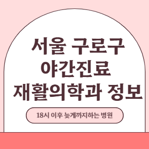 서울 구로구 야간진료 재활의학과 병원 (18시 이후 늦게까지하는 병원)
