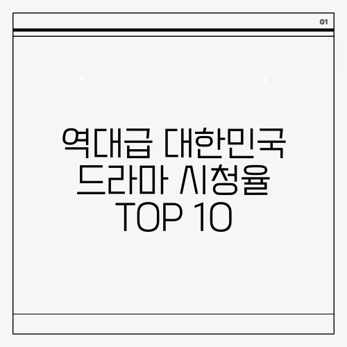 역대급 대한민국 드라마 시청율 TOP 10