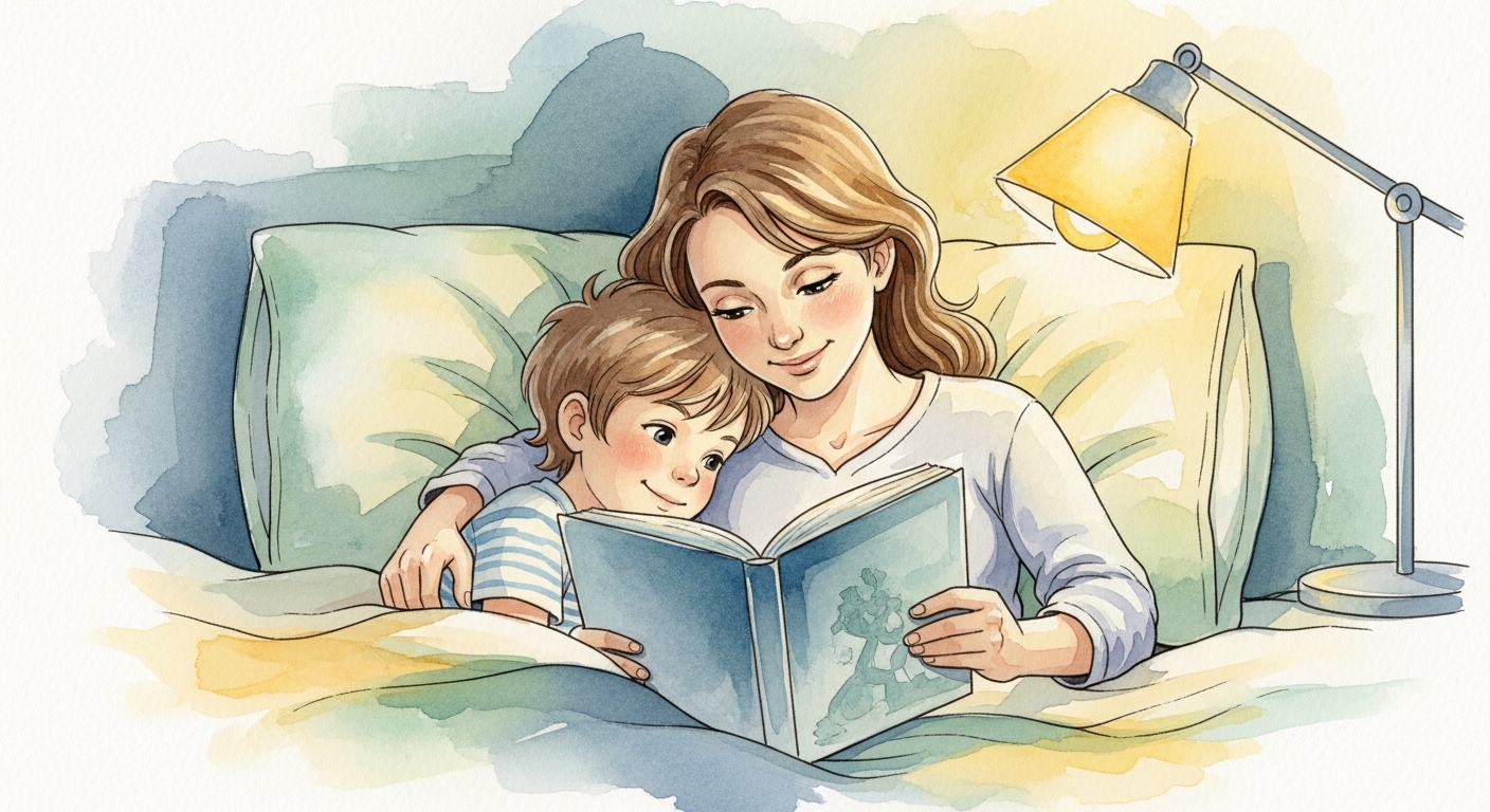 잠들기 전 7세 아이와 함께 그림책을 읽으며 다정하게 하루를 마무리하고 마음을 나누는 시간