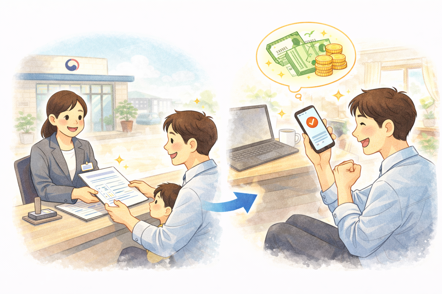 실업급여 신청을 해서 혜택을 받는 사람들의 이미지