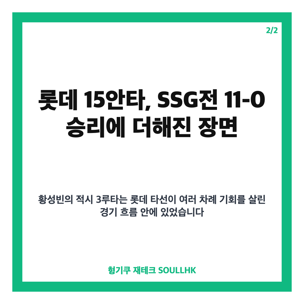 황성빈 1타점 3루타 완성, SSG전 3회초 찬스 살린 장면 카드뉴스 3