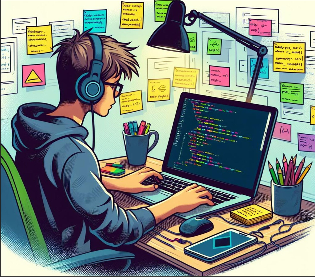 자기 주도 학습을 하고 있는 학생의 사진