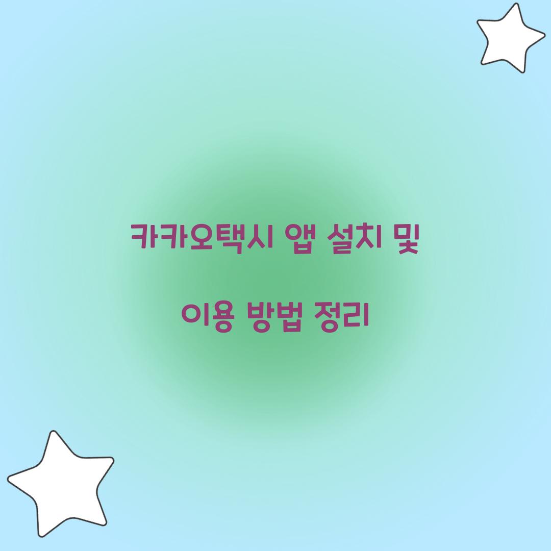 카카오택시 앱 설치
