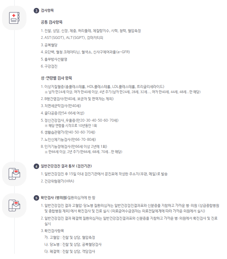 일반 건강검진 항목