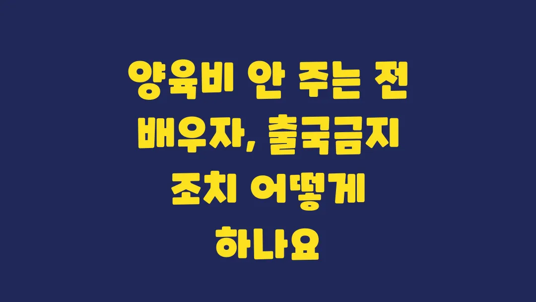 양육비 안 주는 전 배우자 출국금지 조치하는 방법