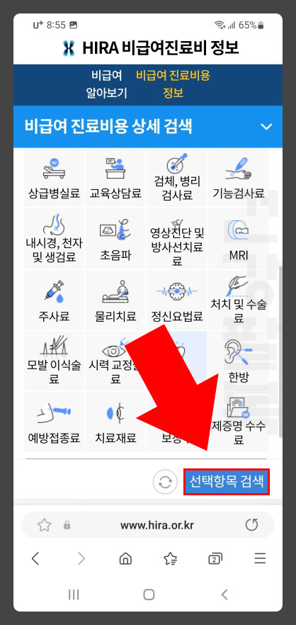 선택항목 검색