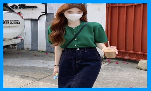 가디건과 매치되는 데님 스커트 코디방법