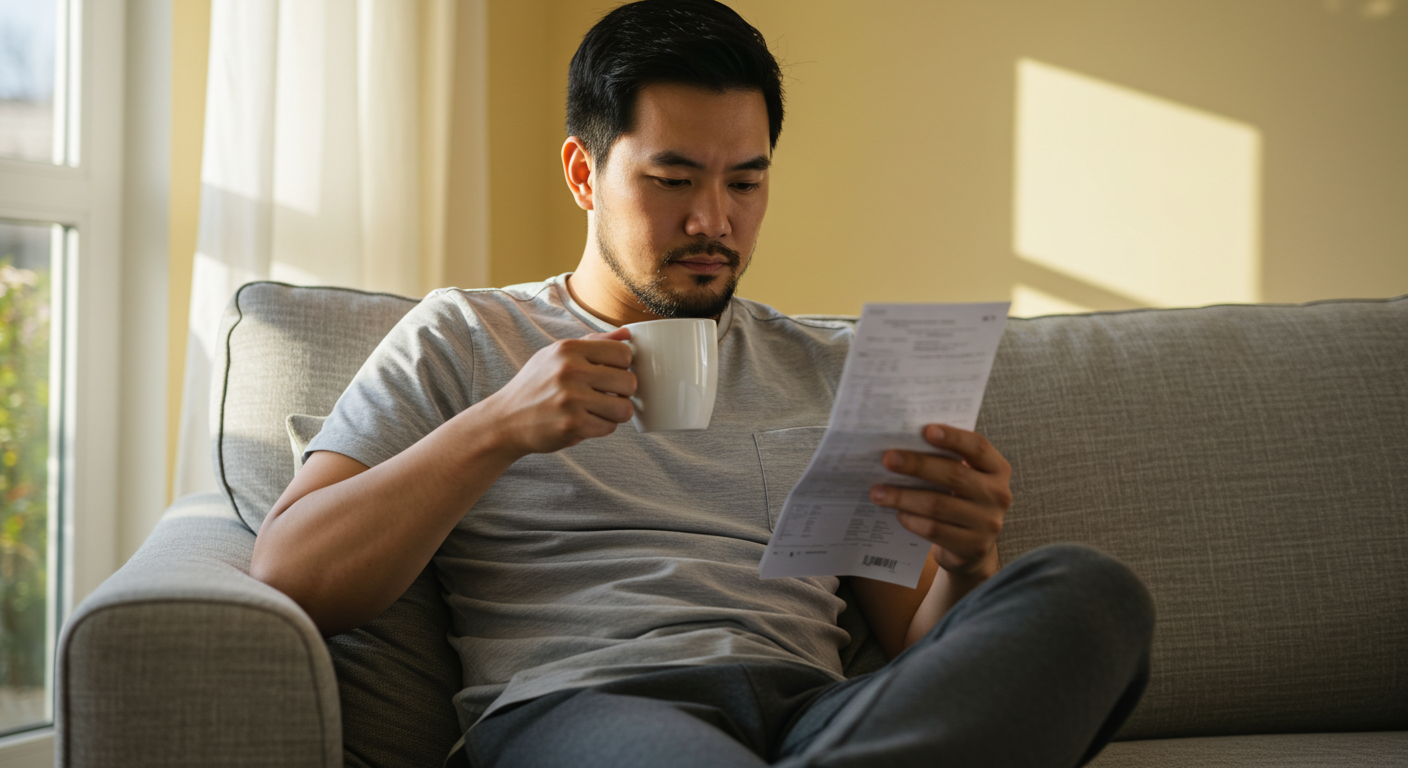 통신비 청구서 확인하는 사람