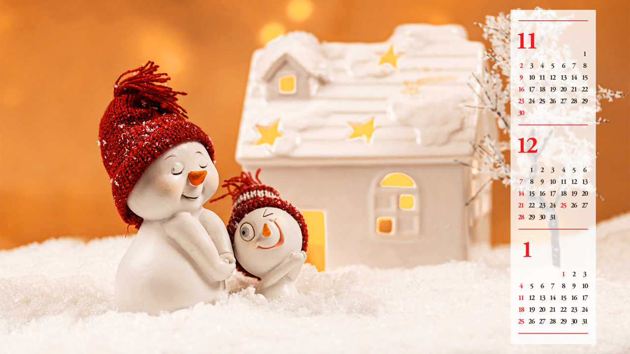 07 눈사람 인형 B - 2025년12월 노트북배경화면