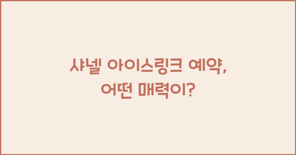 샤넬 아이스링크 예약