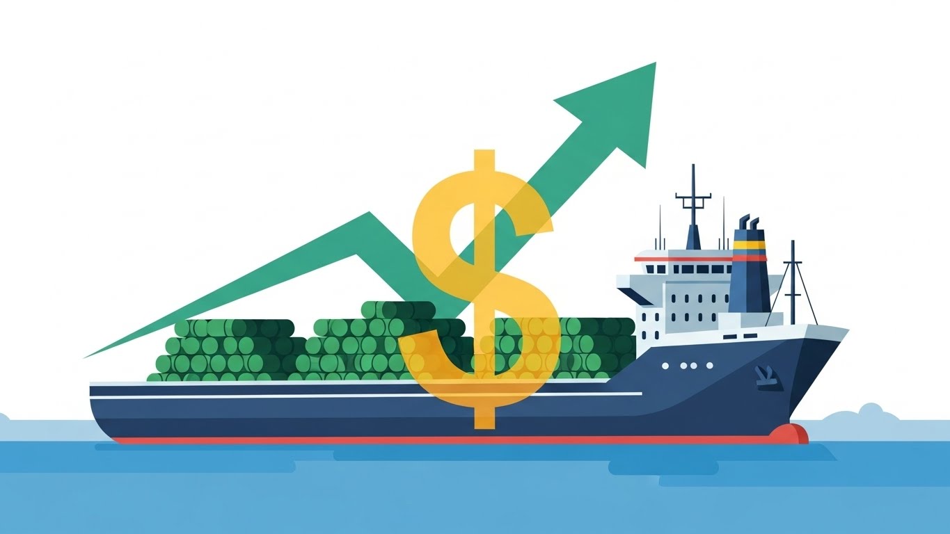 환율 상승이 원유 수입 가격 인상으로 이어지는 경제 구조 일러스트