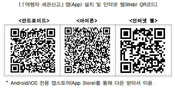 여행자 휴대품 신고서 -모바일 QR코드