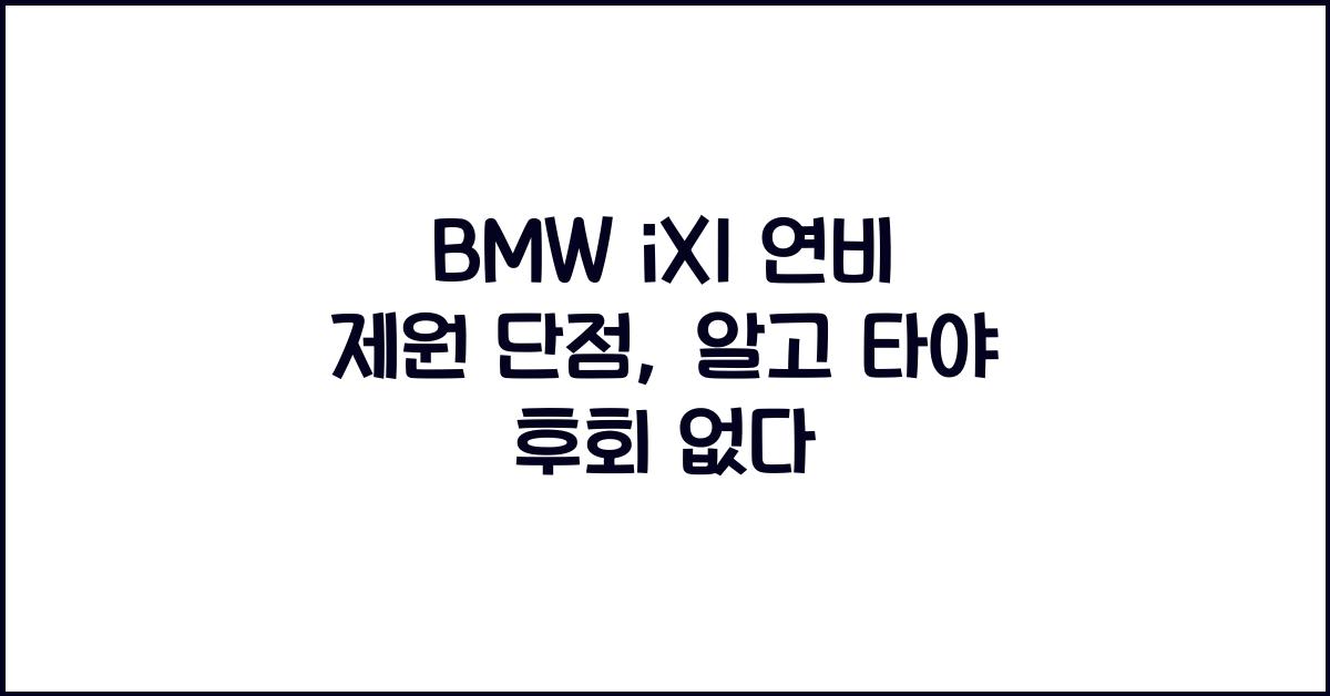 BMW iX1 연비 제원 단점
