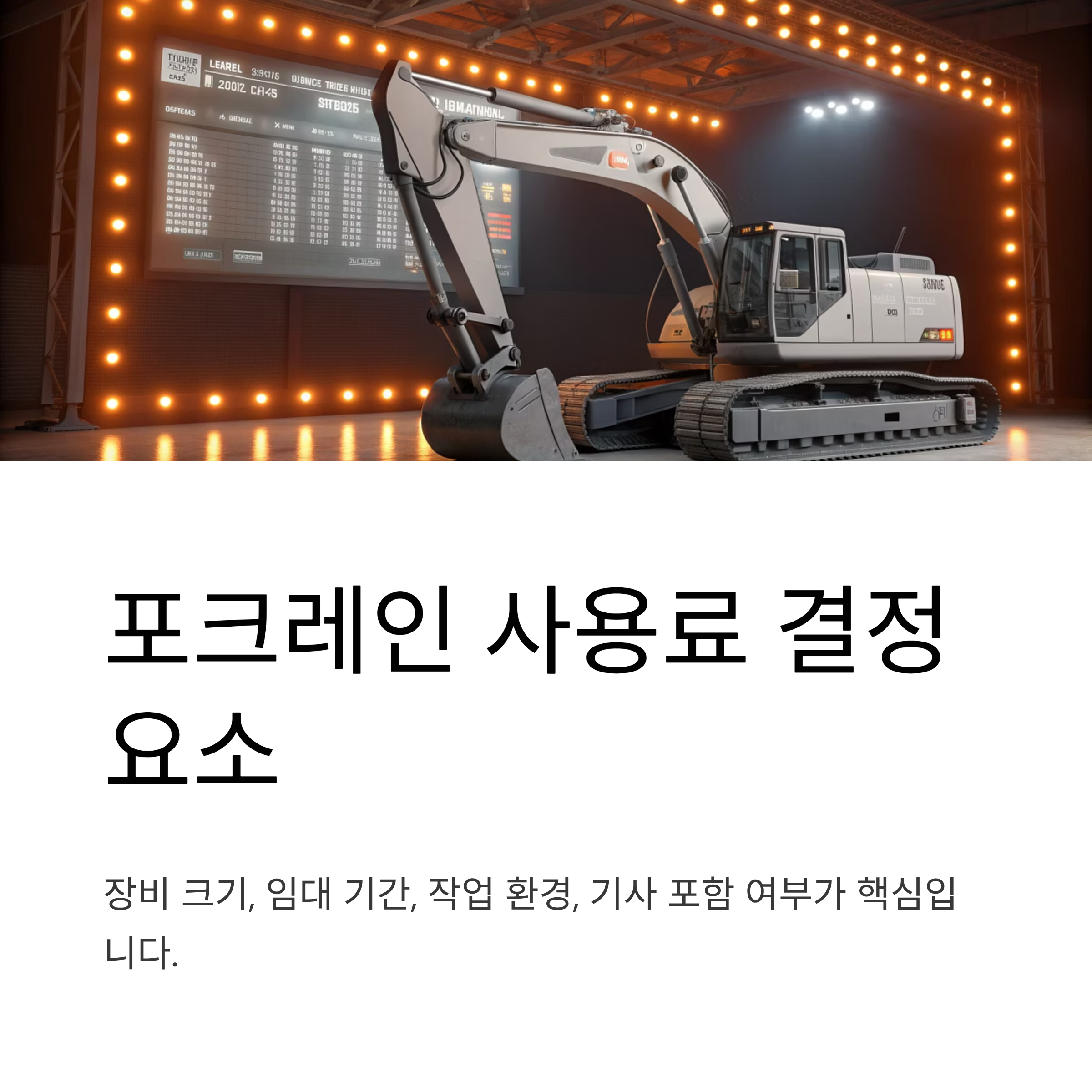포크레인 사용료 2025 완벽 가이드 – 종류별 일당·월가 비용부터 현장별 임대료까지 한눈에!