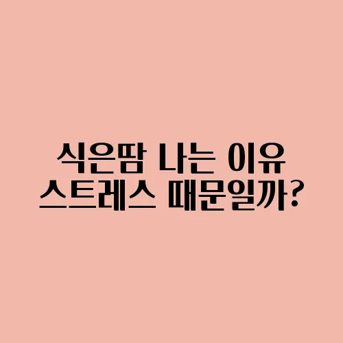 식은땀 나는 이유 스트레스 때문일까?