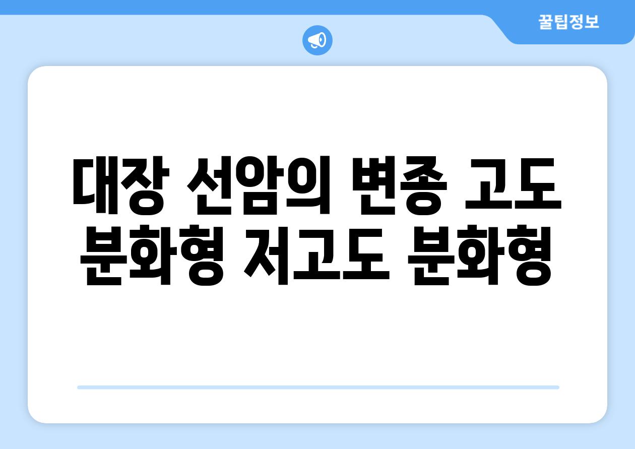 대장 선암의 변종 고도 분화형 저고도 분화형